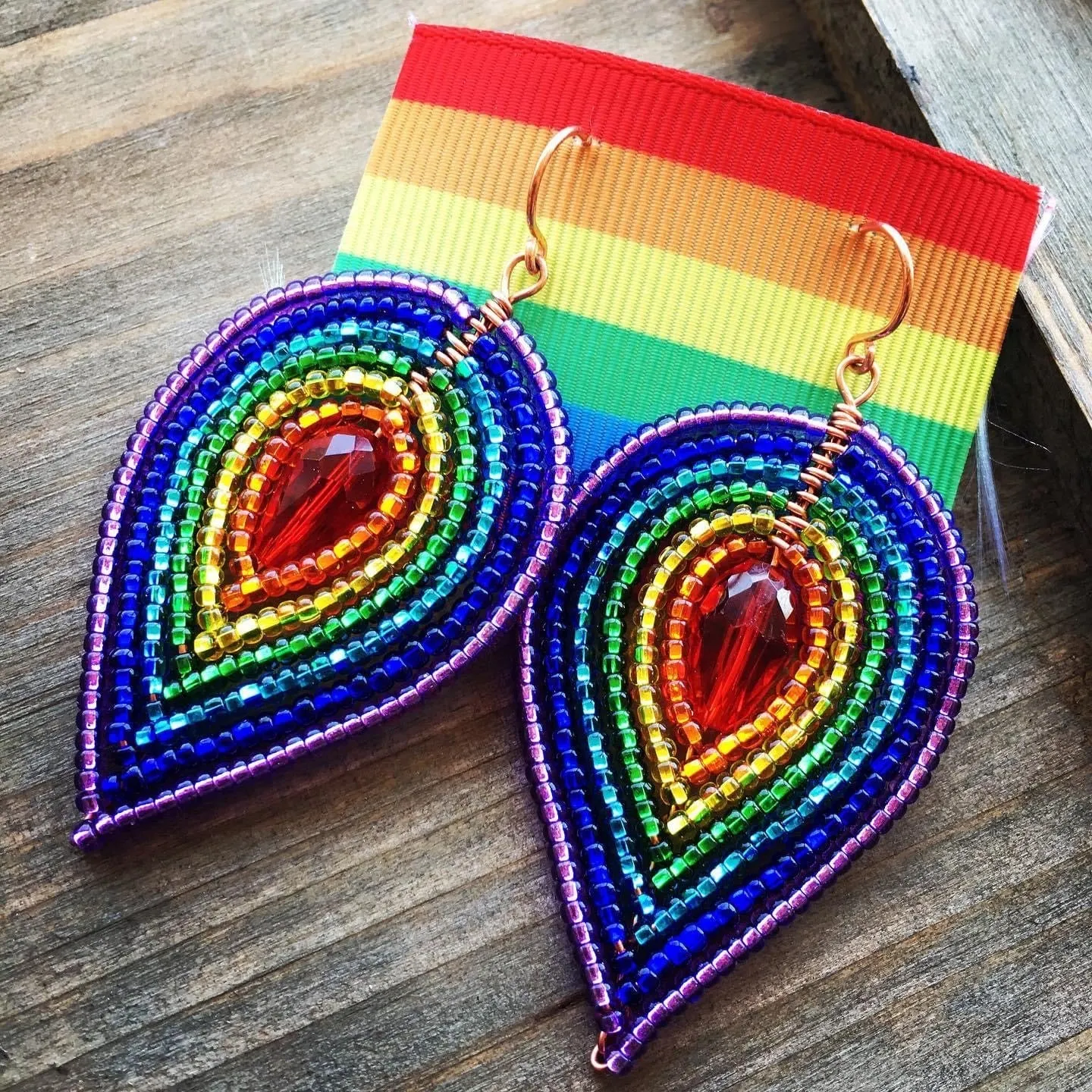 Large Multi-Layered Petal Beaded Earrings