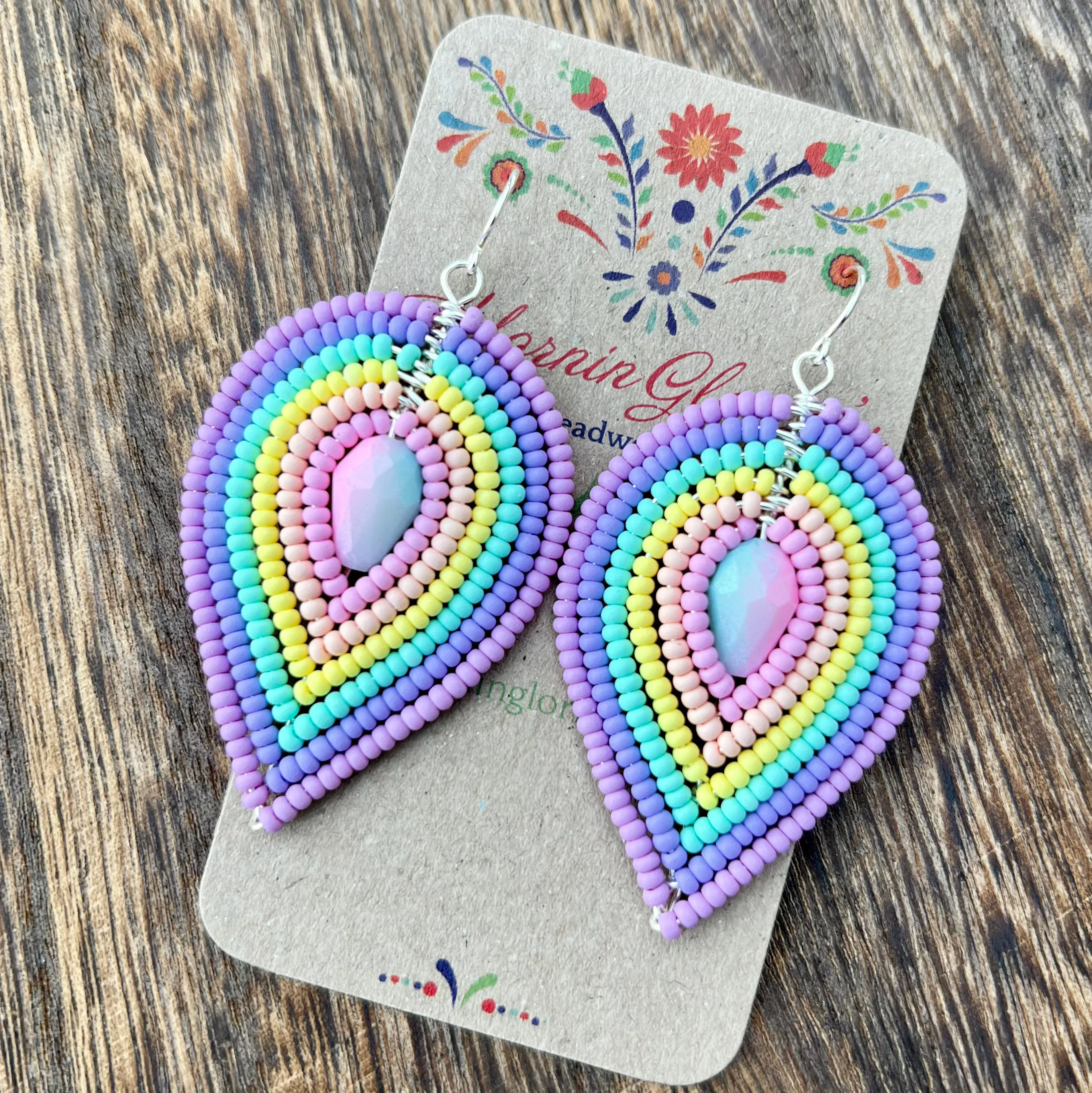 Large Multi-Layered Petal Beaded Earrings