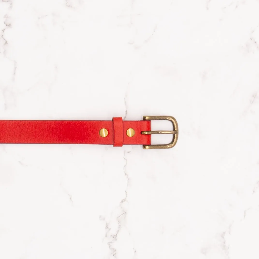 Leather Belt in Crimson