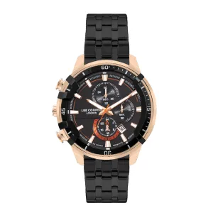 Lee Cooper Men's Watch Analog, Black Dial Black Leather Strap, LC07872.450