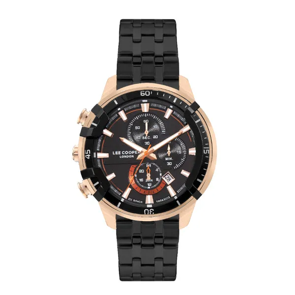 Lee Cooper Men's Watch Analog, Black Dial Black Leather Strap, LC07872.450