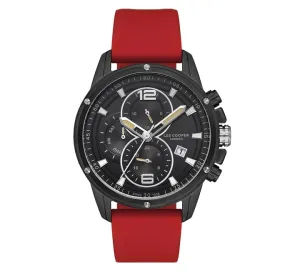 Lee Cooper Men's Watch Analog, Black Dial, Red Silicone Strap, LC07423.658