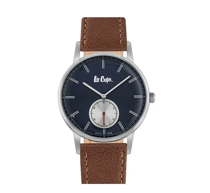 Lee Cooper Men's Watch Analog, Blue Dial Brown Leather Strap,  LC06673.392