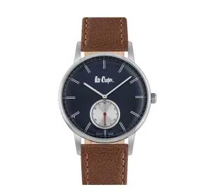 Lee Cooper Men's Watch Analog, Blue Dial Brown Leather Strap,  LC06673.392