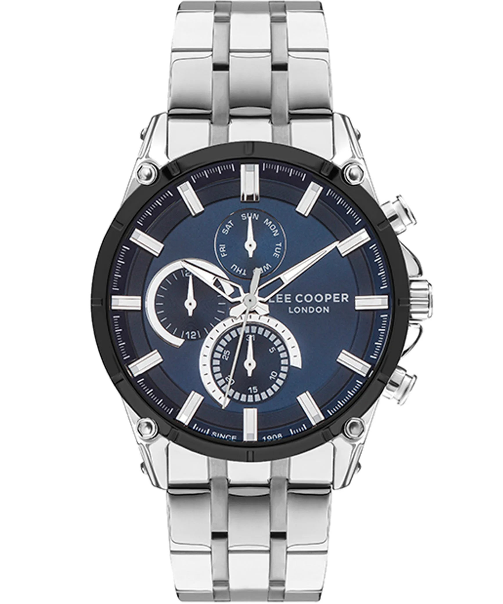 Lee Cooper  Multi Function Men's Watch Dark Blue Dial, Silver Stainless Steel Strap, LC07532.390
