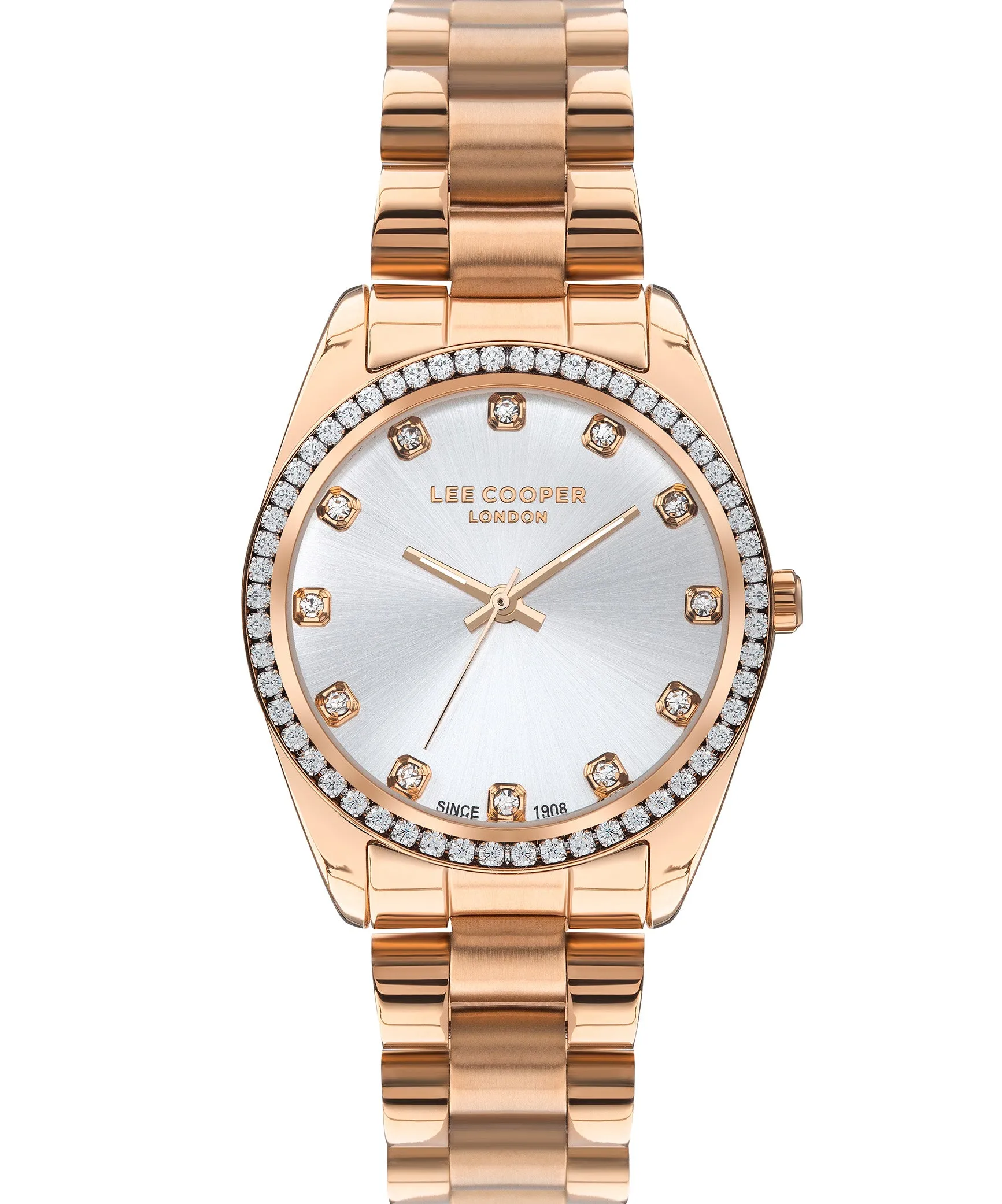Lee Cooper  Women's Analog Silver Dial Rose Gold Stainless Steel Strap Watch, LC07478.430