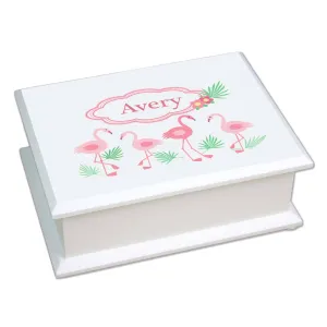Lift Top Jewelry Box - Palm Flamingo