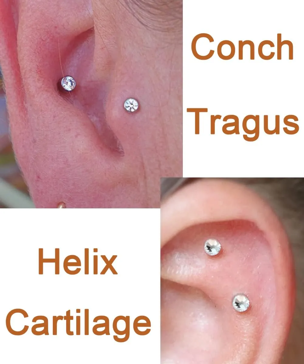 Longita Cartilage Earring Flat Back Cartilage Earrings for Women Silver Gold Helix Piercing Jewelry Tragus Earrings Threadless Flatback Screw Back Earrings 16g 20g Cartilage Hoop Earring
