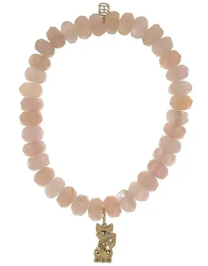 Lucky Cat Charm Morganite Bracelet