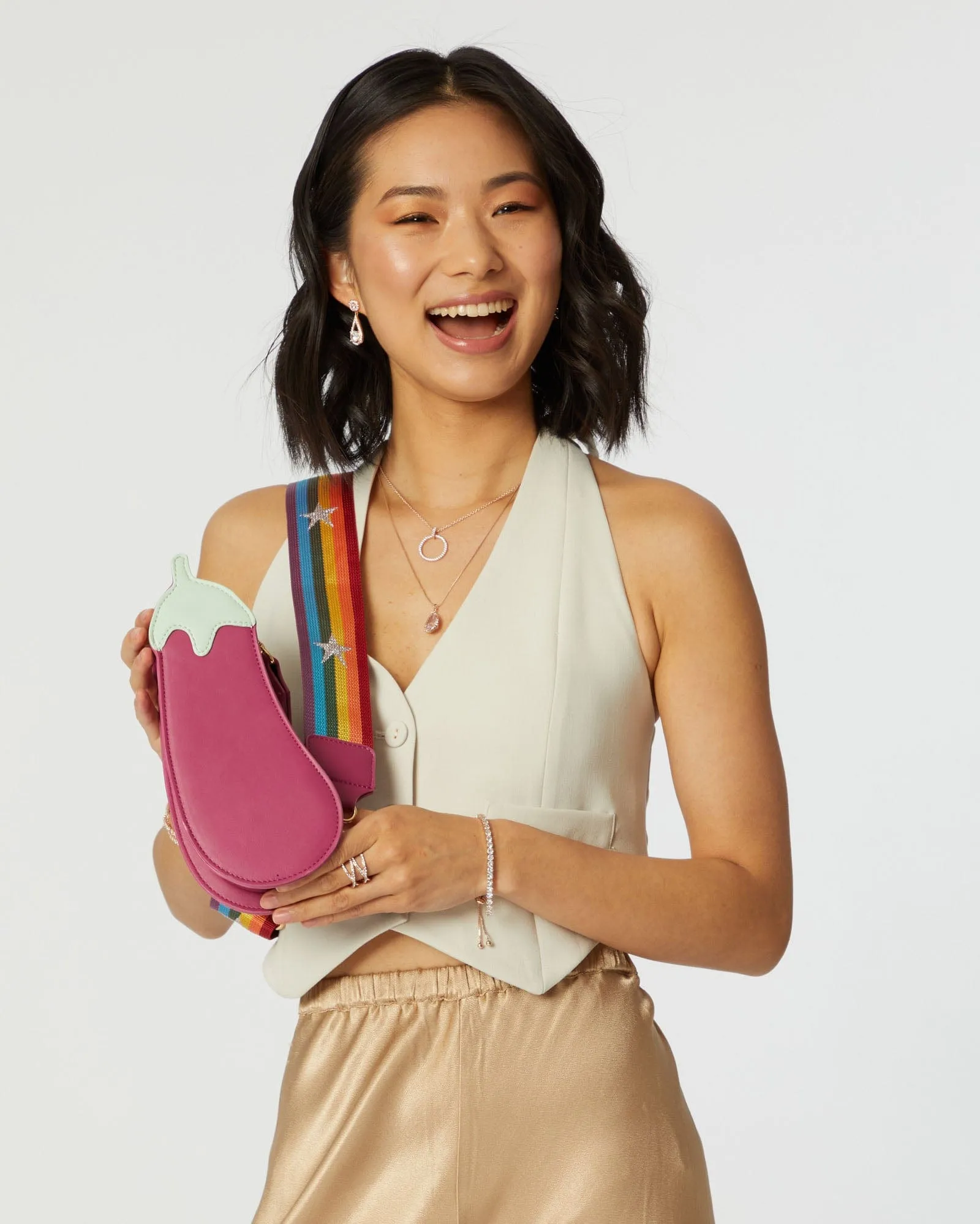 Multi Colour Eggplant Crossbody Bag