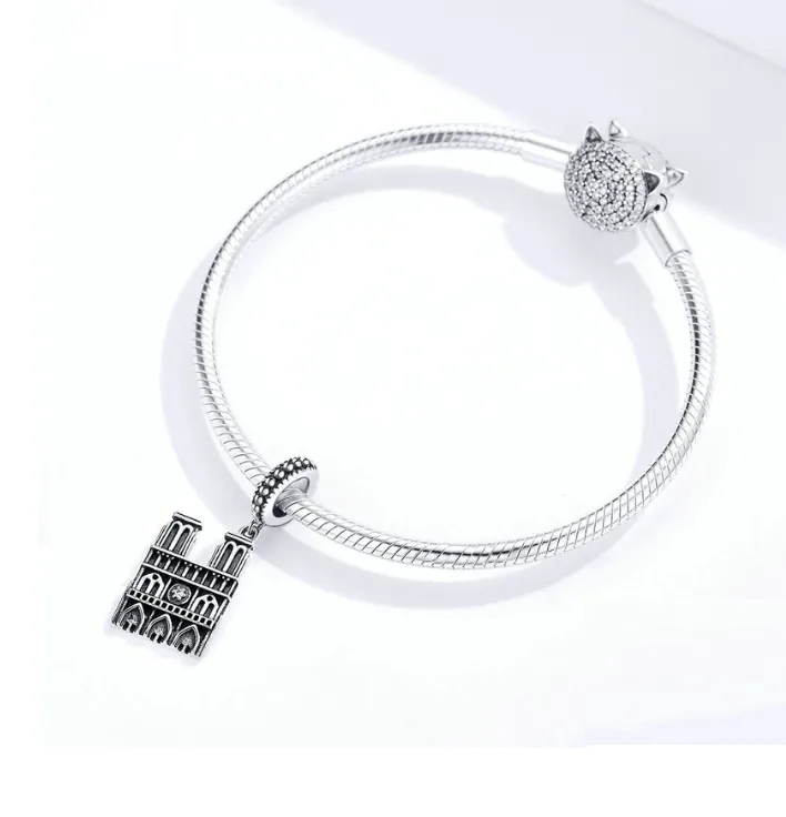 Notre Dame Cathedral Charm 925 Sterling Silver