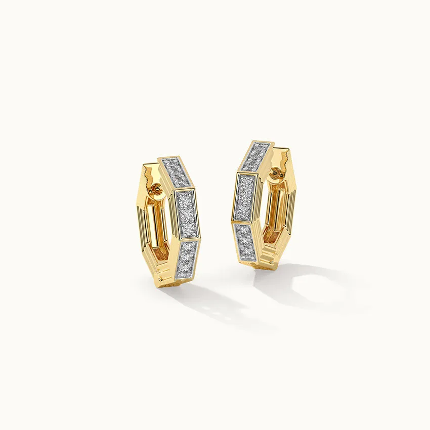 Octagon Small Diamond Hoops