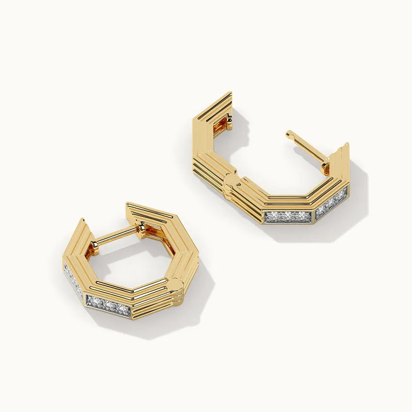 Octagon Small Diamond Hoops
