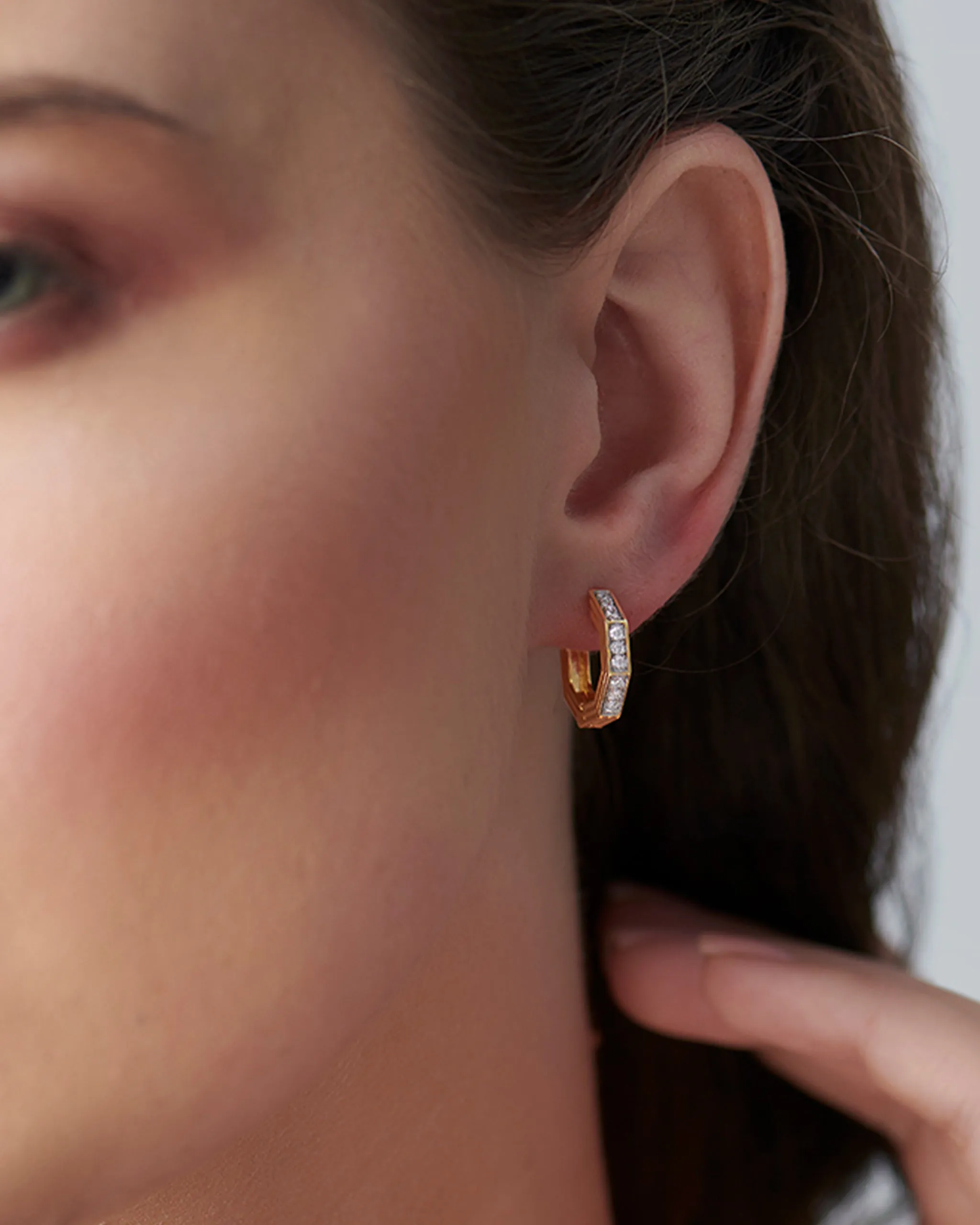 Octagon Small Diamond Hoops