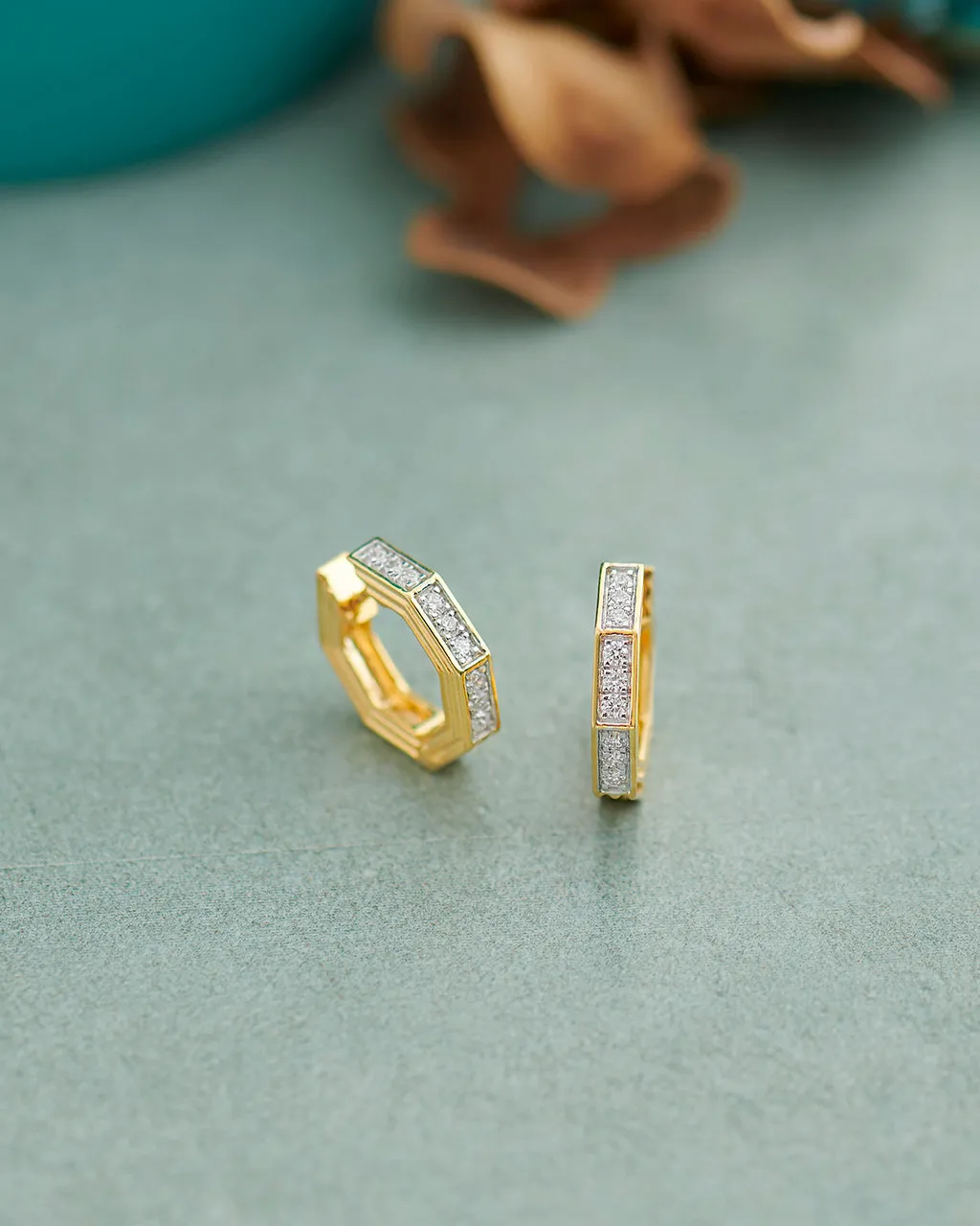 Octagon Small Diamond Hoops