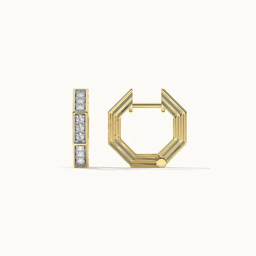 Octagon Small Diamond Hoops