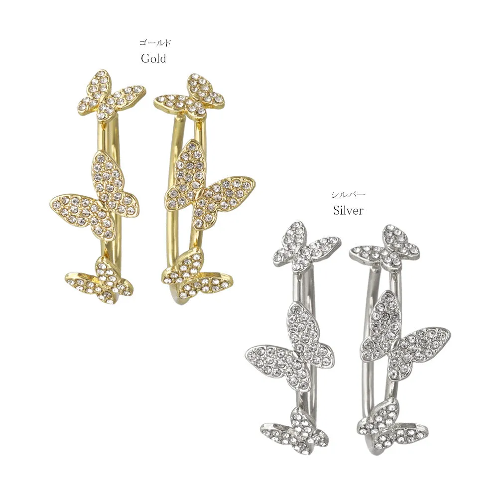 Pave Butterfly Hoop Earrings