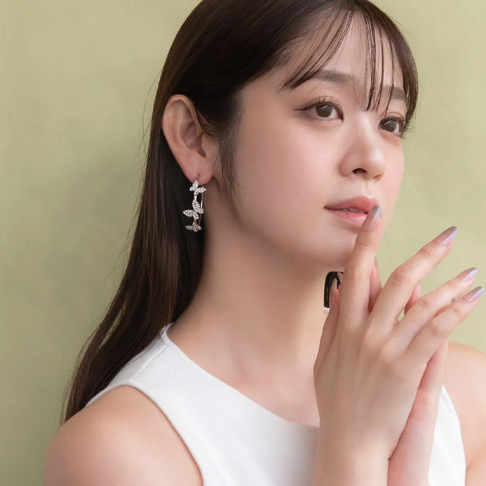 Pave Butterfly Hoop Earrings