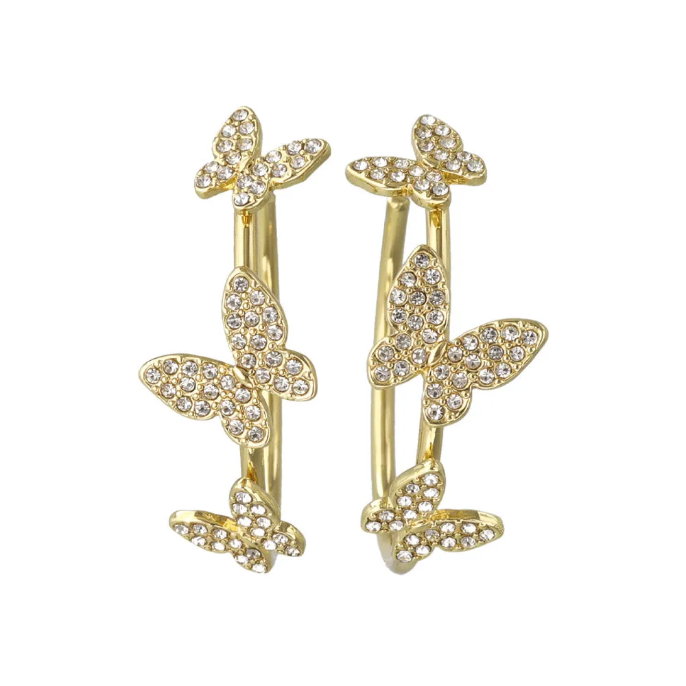 Pave Butterfly Hoop Earrings