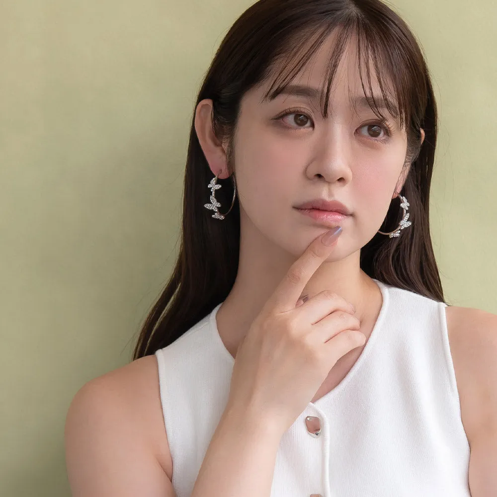Pave Butterfly Hoop Earrings