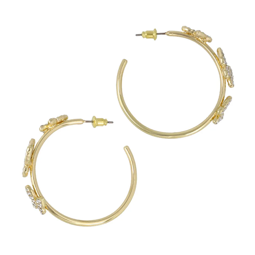 Pave Butterfly Hoop Earrings