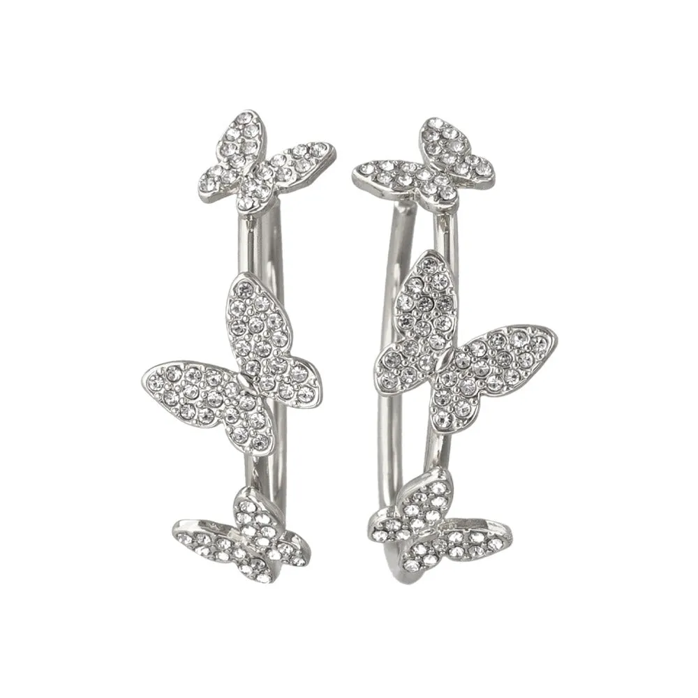 Pave Butterfly Hoop Earrings