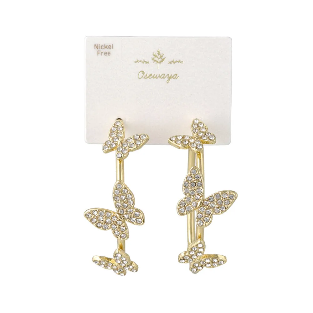 Pave Butterfly Hoop Earrings