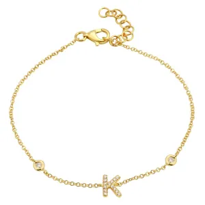 Pave Initial Bezel Chain Bracelet
