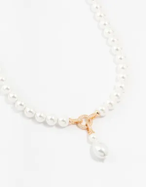 Pearl Gold Cubic Zirconia Short Necklace