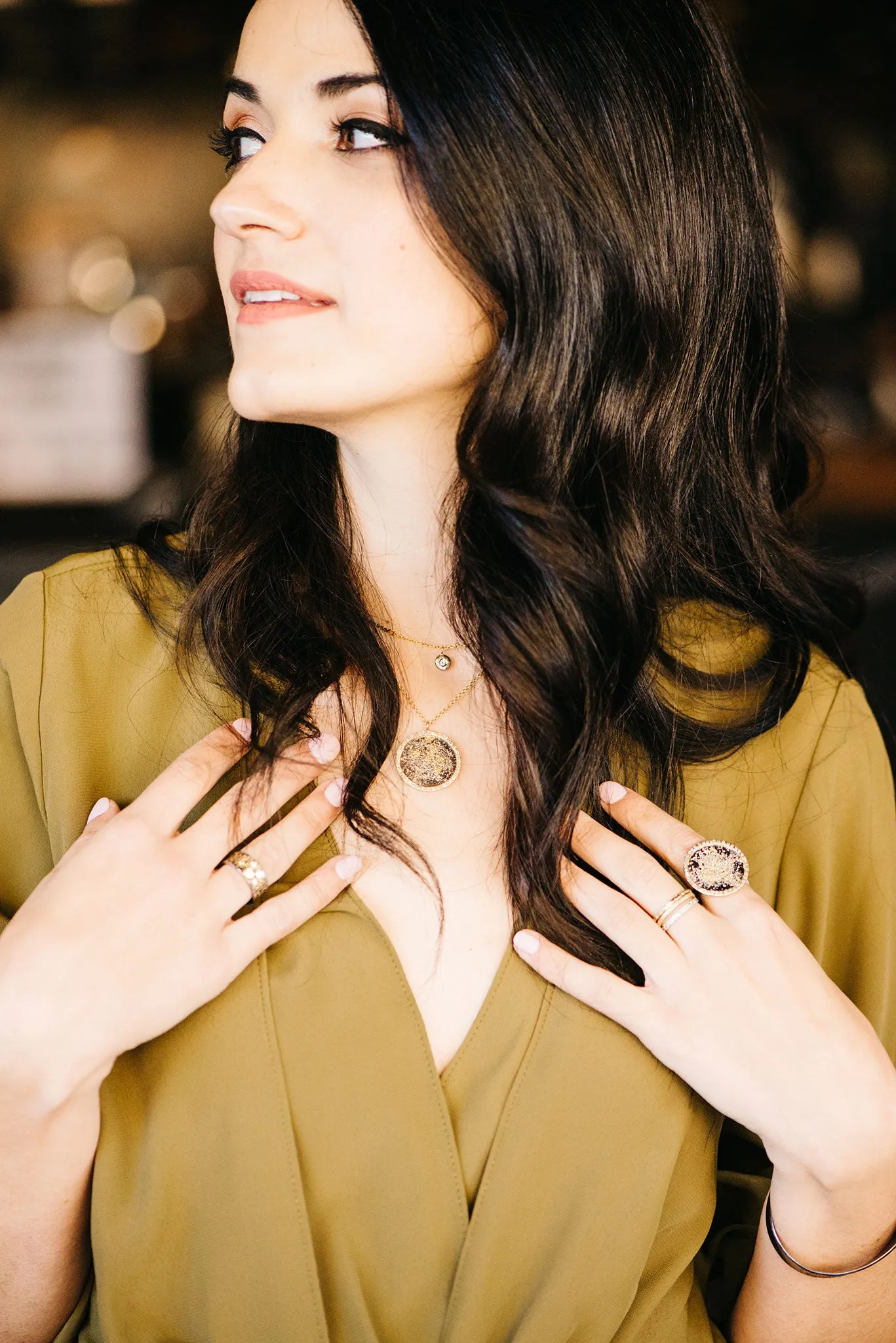 Pebble Necklace - 18k Gold, Oxidized Silver   Reclaimed Diamonds