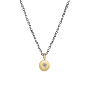 Pebble Necklace - 18k Gold, Oxidized Silver   Reclaimed Diamonds