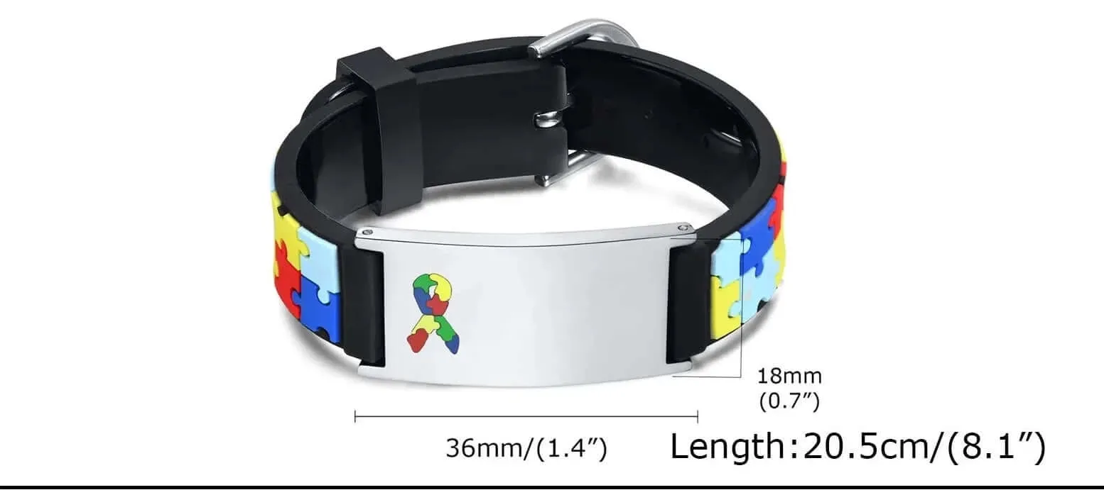 Personalized Autism Aspergers Engraved Medial Alert Bracelet for Children