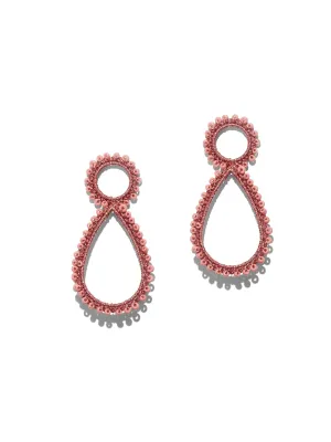 Pink Beaded Drop Earring