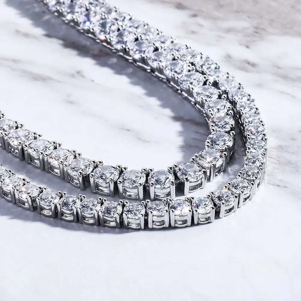 Round Cut Tennis Chain in White Gold