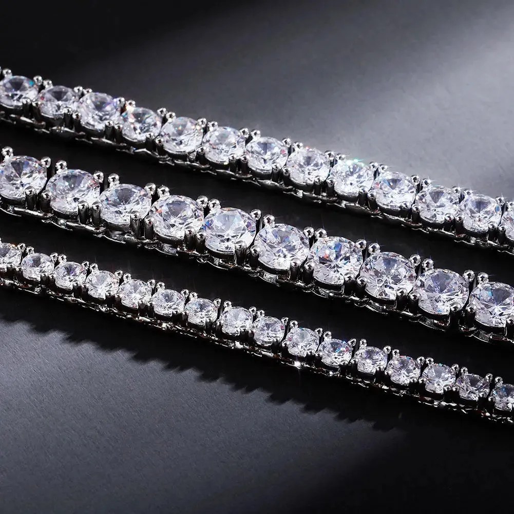 Round Cut Tennis Chain in White Gold