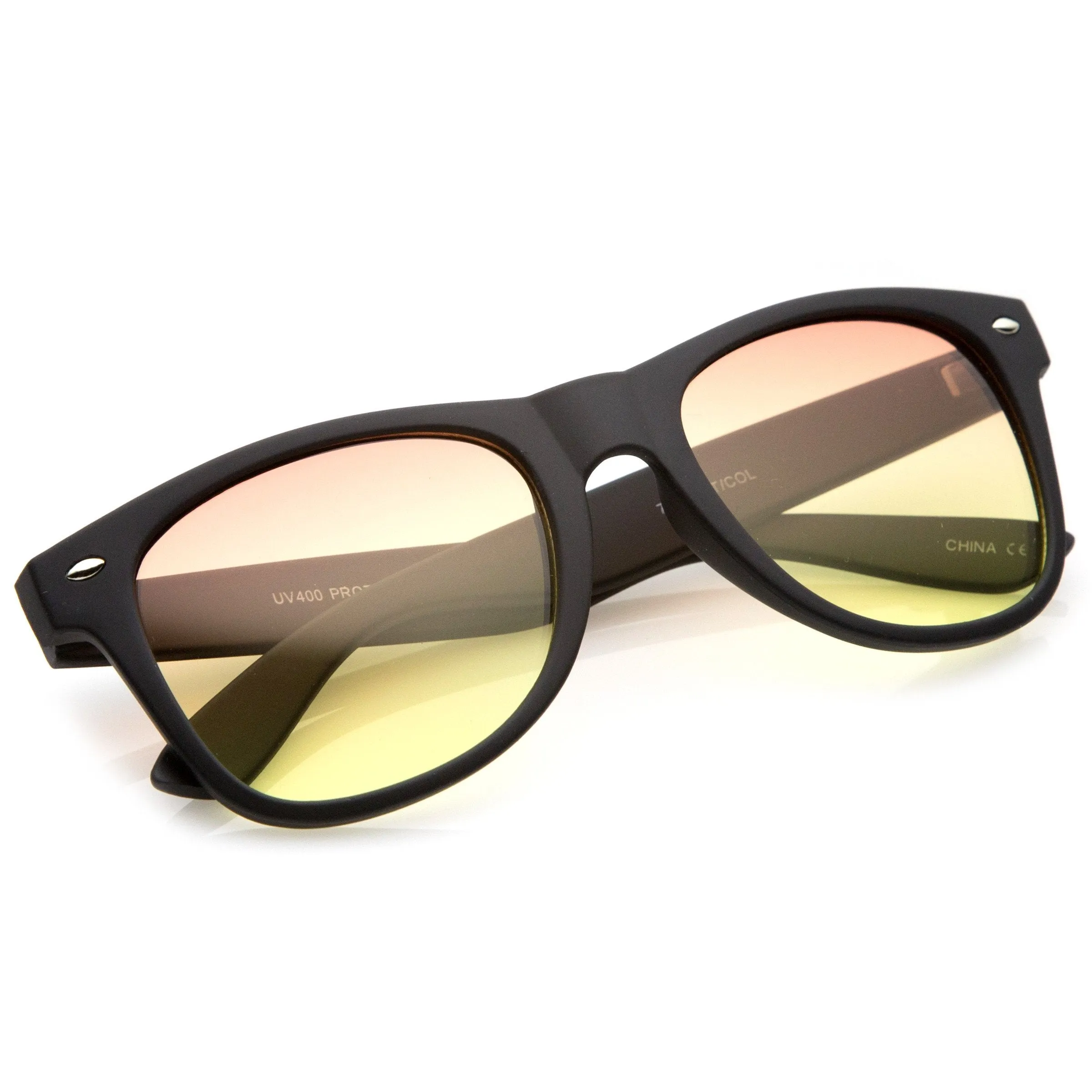 Rubberized Horned Rim Gradient Lens Sunglasses C233
