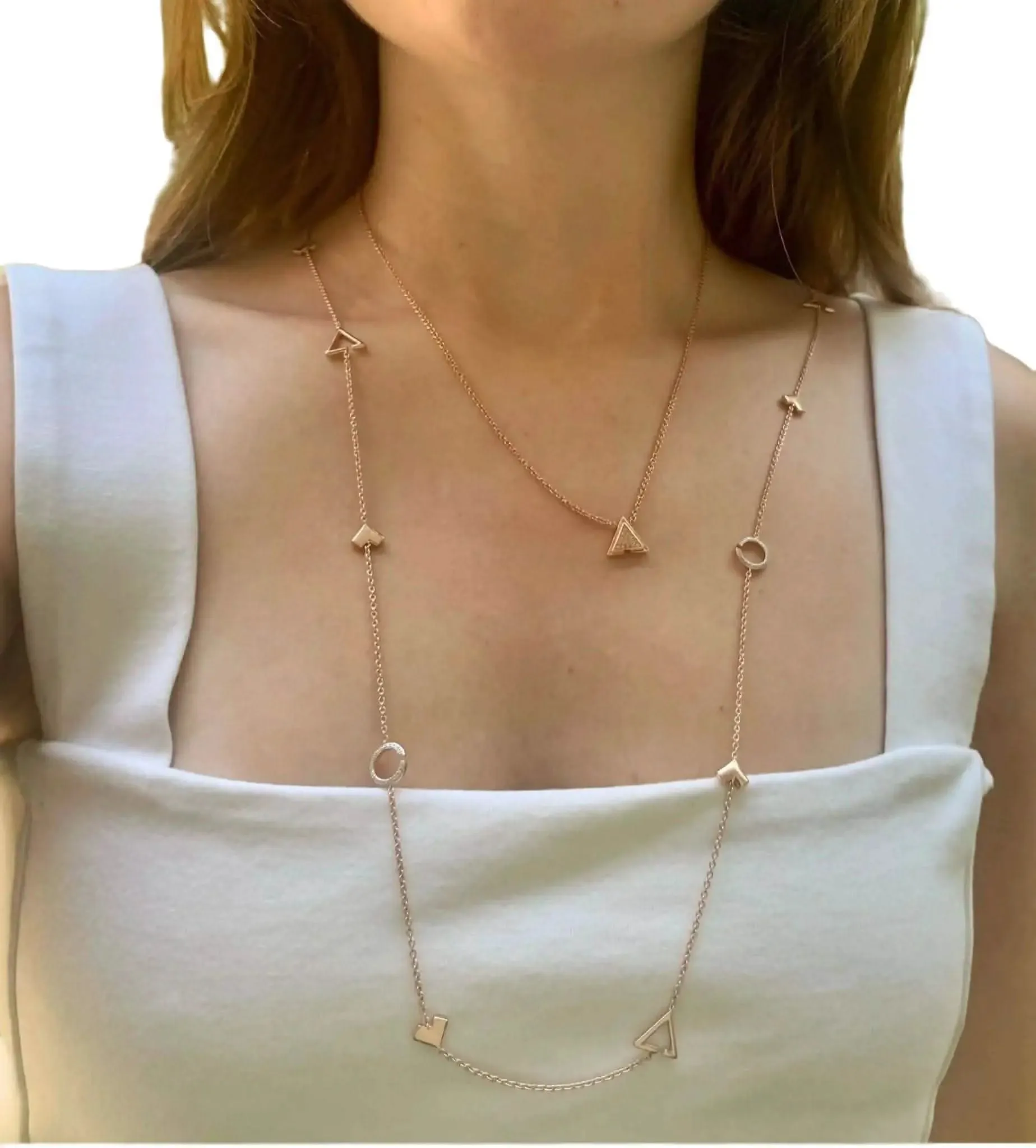 Skyline Radiance: 14K Rose Gold Diamond Layered Necklace