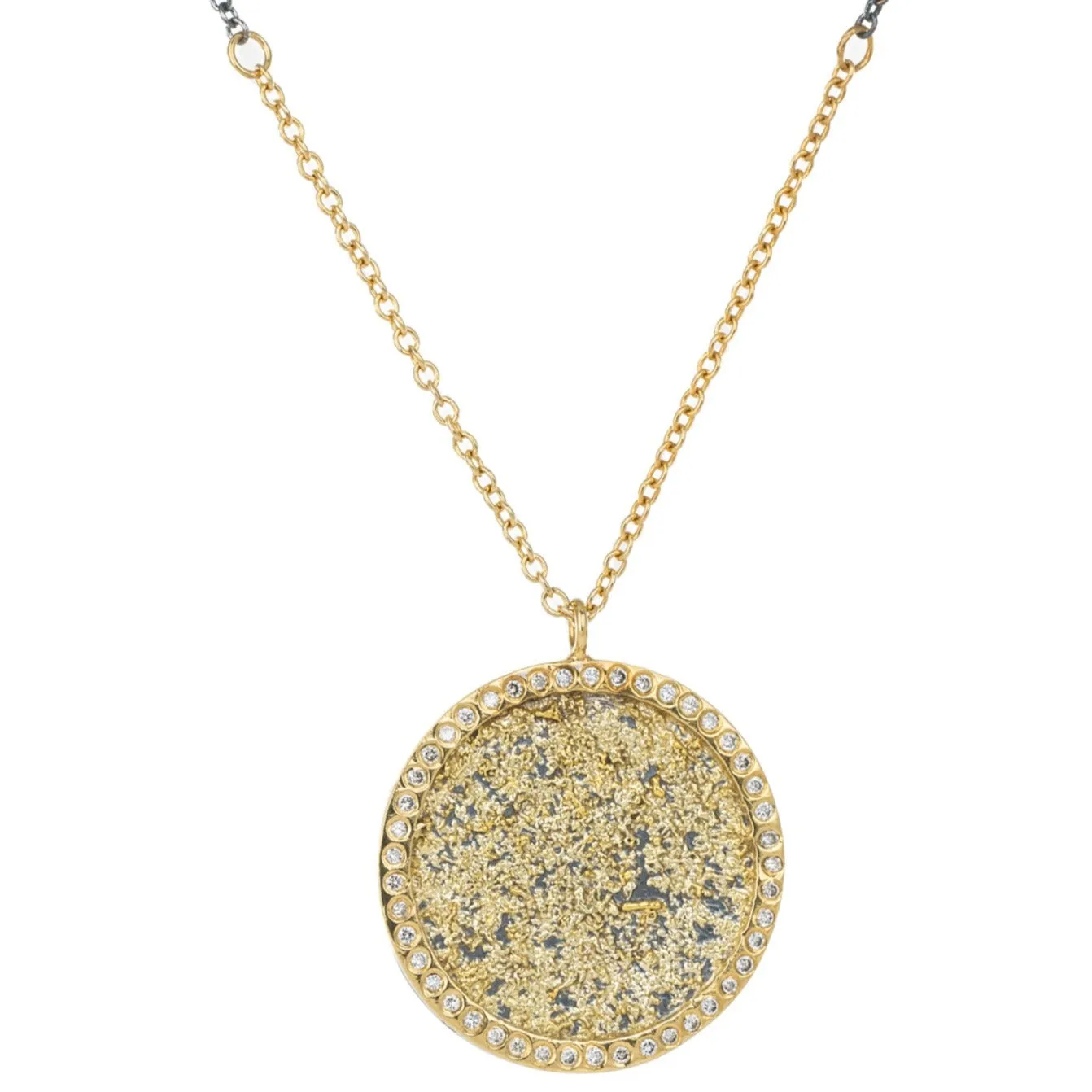 Sol Burst Necklace  - 22k/18k Gold, Oxidized Silver   Reclaimed Diamonds