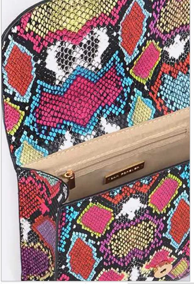 Stop To Stare Multi Color Snake Print Top Handle Convertible Bag
