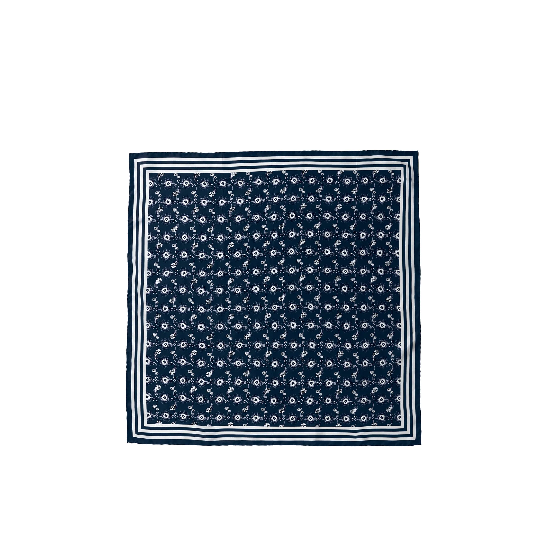 The Silk Mischa Bandana Scarf - Navy/White