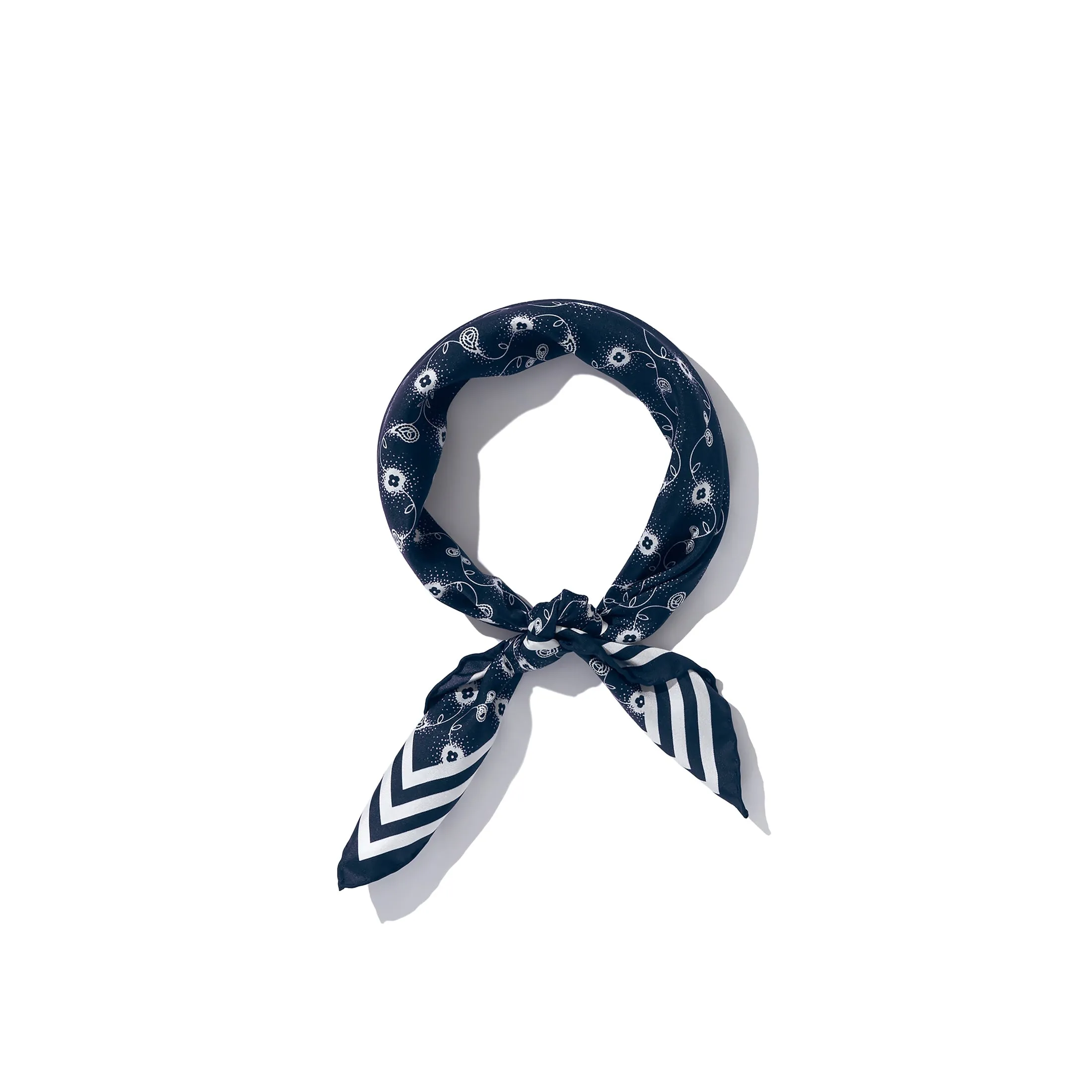 The Silk Mischa Bandana Scarf - Navy/White