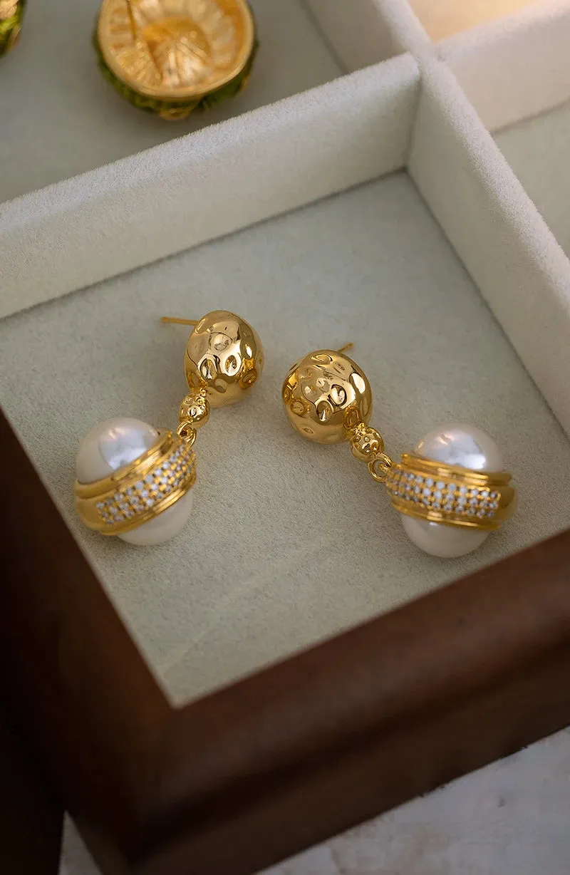 VAIGE Retro Glam Glass Pearl Dangle Earrings