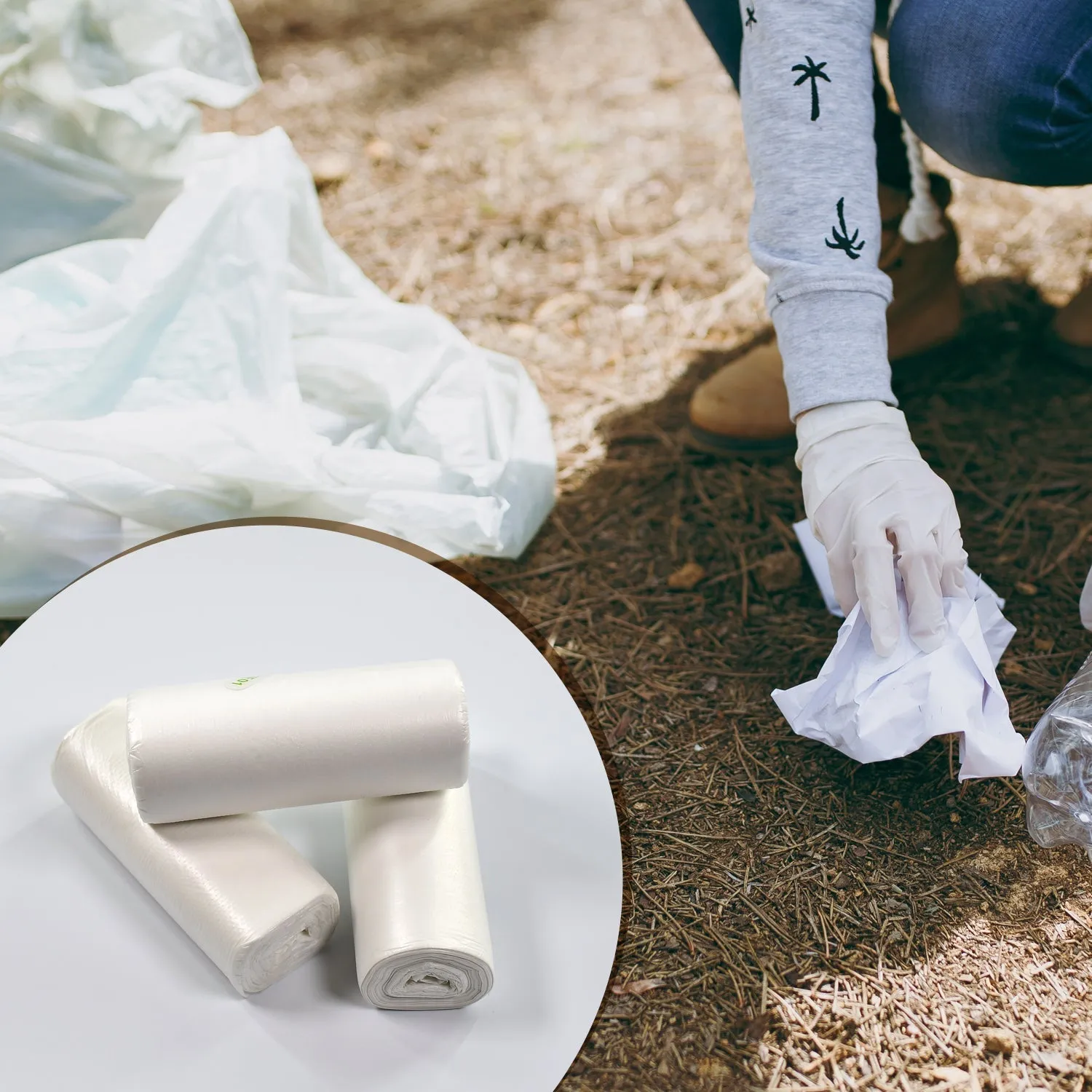 White 3Roll Garbage Bags / Dustbin Bags / Trash Bags 45x50cm 25Pcs