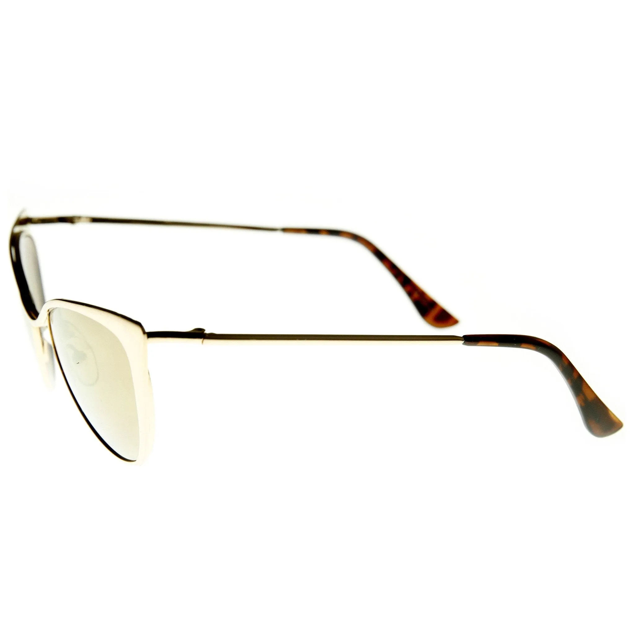 Women's Metal Cat Eye Flash Color Lens Sunglasses 9437