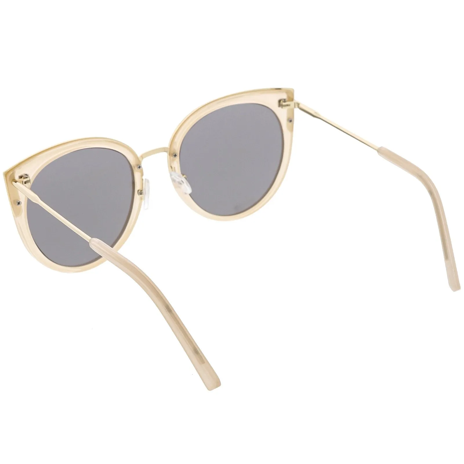 Women's Oversize Round Flat Mirrored Lens Cat Eye Sunglasses C841