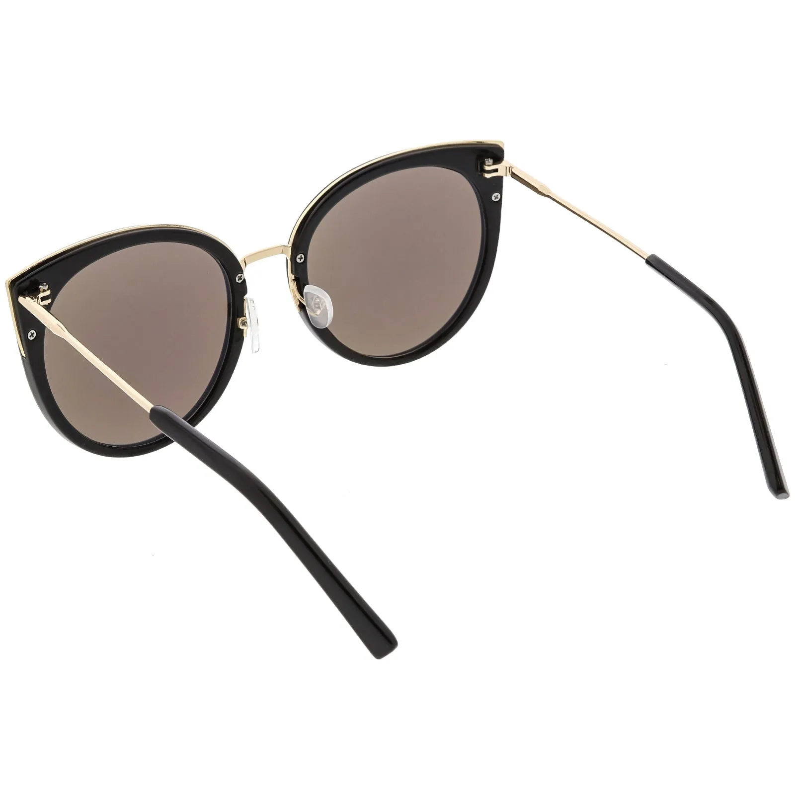 Women's Oversize Round Flat Mirrored Lens Cat Eye Sunglasses C841