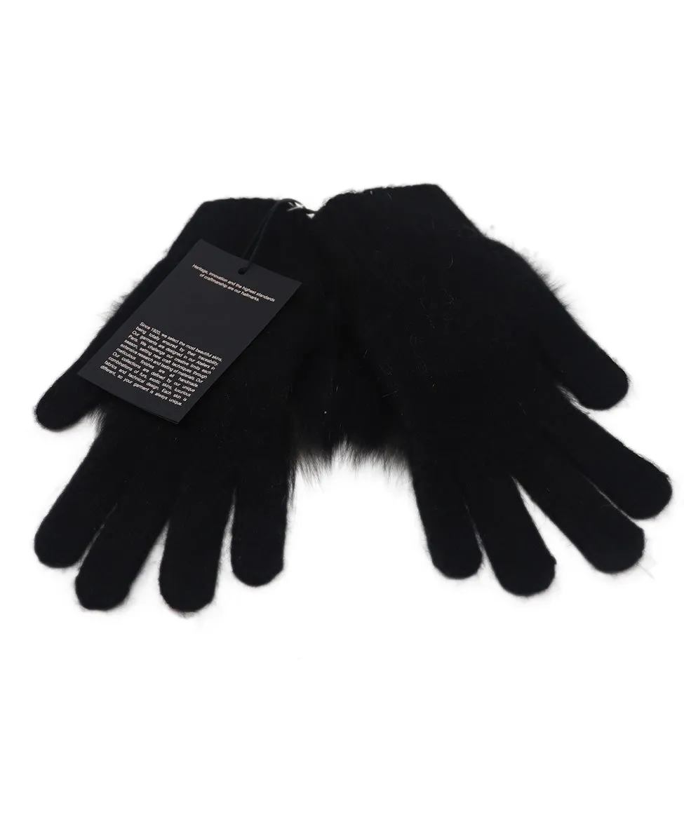 Yves Salomon Black Angora Fur Gloves