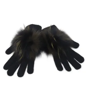 Yves Salomon Black Angora Fur Gloves